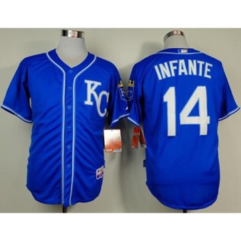 Royals #14 Omar infante Light Blue Alternate 2 Cool Base Stitched MLB Jersey Royals #14 Omar infante Light Blue Alternate 2 Cool Base Stitched MLB Jersey