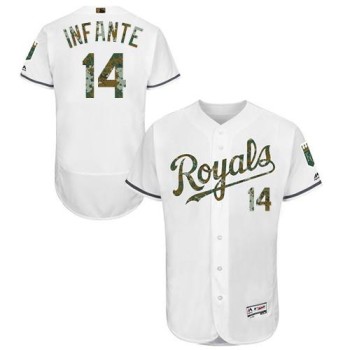 Royals #14 Omar infante White Flexbase Authentic Collection 2016 Memorial Day Stitched MLB Jersey Royals #14 Omar infante White Flexbase Authentic Collection 2016 Memorial Day Stitched MLB Jersey