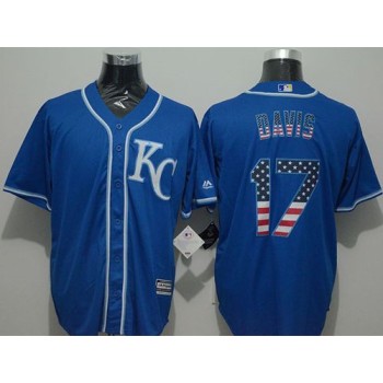 Royals #17 Wade Davis Blue USA Flag Fashion Stitched MLB Jersey Royals #17 Wade Davis Blue USA Flag Fashion Stitched MLB Jersey