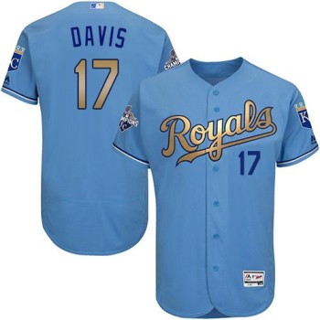Royals #17 Wade Davis Light Blue FlexBase Authentic 2015 World Series Champions Gold Program Stitched MLB Jersey Royals #17 Wade Davis Light Blue FlexBase Authentic 2015 World Series Champions Gold Program Stitched MLB Jersey