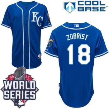 Royals #18 Ben Zobrist Blue Alternate 2 Cool Base W/2015 World Series Patch Stitched MLB Jersey Royals #18 Ben Zobrist Blue Alternate 2 Cool Base W/2015 World Series Patch Stitched MLB Jersey