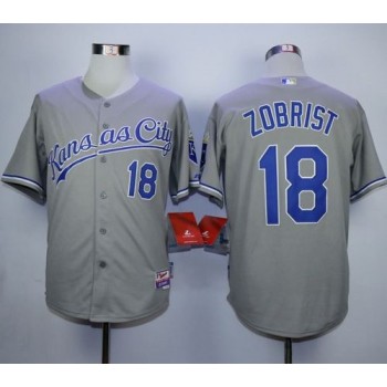 Royals #18 Ben Zobrist Grey Cool Base Stitched MLB Jersey Royals #18 Ben Zobrist Grey Cool Base Stitched MLB Jersey