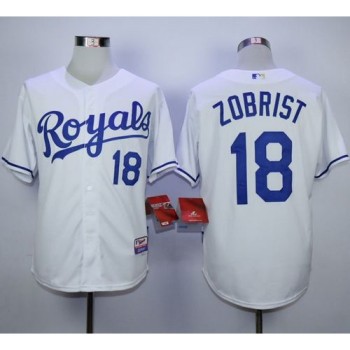 Royals #18 Ben Zobrist White Cool Base Stitched MLB Jersey Royals #18 Ben Zobrist White Cool Base Stitched MLB Jersey