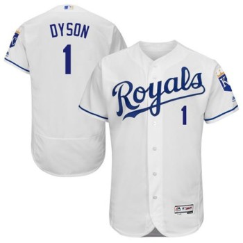 Royals #1 Jarrod Dyson White Flexbase Authentic Collection Stitched MLB Jersey Royals #1 Jarrod Dyson White Flexbase Authentic Collection Stitched MLB Jersey