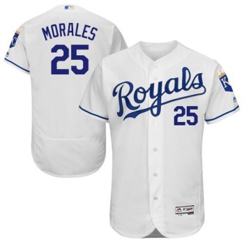 Royals #25 Kendrys Morales White Flexbase Authentic Collection Stitched MLB Jersey Royals #25 Kendrys Morales White Flexbase Authentic Collection Stitched MLB Jersey