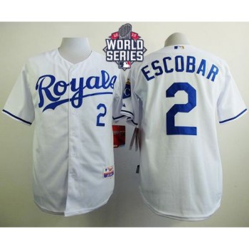 Royals #2 Alcides Escobar White Cool Base W/2015 World Series Patch Stitched MLB Jersey Royals #2 Alcides Escobar White Cool Base W/2015 World Series Patch Stitched MLB Jersey