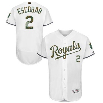 Royals #2 Alcides Escobar White Flexbase Authentic Collection 2016 Memorial Day Stitched MLB Jersey Royals #2 Alcides Escobar White Flexbase Authentic Collection 2016 Memorial Day Stitched MLB Jersey