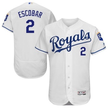 Royals #2 Alcides Escobar White Flexbase Authentic Collection Stitched MLB Jersey Royals #2 Alcides Escobar White Flexbase Authentic Collection Stitched MLB Jersey