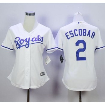 Royals #2 Alcides Escobar White Home Women's Stitched MLB Jersey Royals #2 Alcides Escobar White Home Women's Stitched MLB Jersey