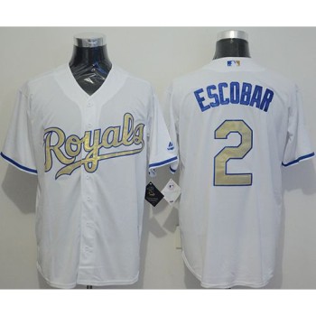 Royals #2 Alcides Escobar White New Cool Base 2015 World Series Champions Gold Program Stitched MLB Jersey Royals #2 Alcides Escobar White New Cool Base 2015 World Series Champions Gold Program Stitched MLB Jersey