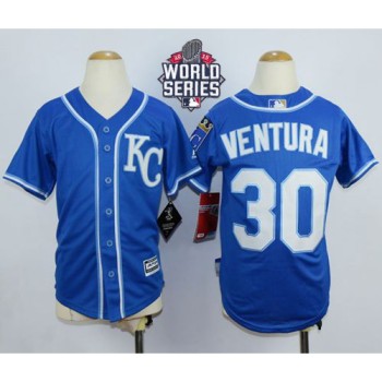 Royals #30 Yordano Ventura Blue Cool Base W/2015 World Series Patch Stitched Youth MLB Jersey Royals #30 Yordano Ventura Blue Cool Base W/2015 World Series Patch Stitched Youth MLB Jersey