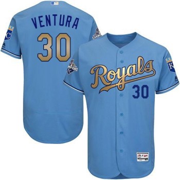 Royals #30 Yordano Ventura Light Blue FlexBase Authentic 2015 World Series Champions Gold Program Stitched MLB Jersey Royals #30 Yordano Ventura Light Blue FlexBase Authentic 2015 World Series Champions Gold Program Stitched MLB Jersey