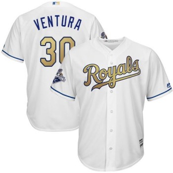 Royals #30 Yordano Ventura White 2015 World Series Champions Gold Program Cool Base Stitched Youth MLB Jersey Royals #30 Yordano Ventura White 2015 World Series Champions Gold Program Cool Base Stitched Youth MLB Jersey