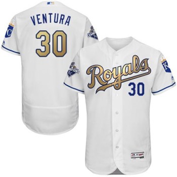 Royals #30 Yordano Ventura White 2015 World Series Champions Gold Program FlexBase Authentic Stitched MLB Jersey Royals #30 Yordano Ventura White 2015 World Series Champions Gold Program FlexBase Authentic Stitched MLB Jersey