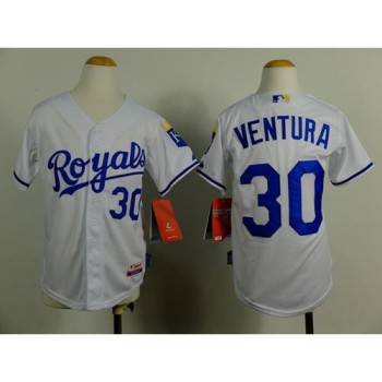 Royals #30 Yordano Ventura White Cool Base Stitched Youth MLB Jersey Royals #30 Yordano Ventura White Cool Base Stitched Youth MLB Jersey