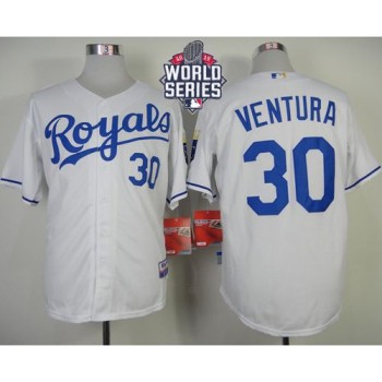 Royals #30 Yordano Ventura White Cool Base W/2015 World Series Patch Stitched MLB Jersey Royals #30 Yordano Ventura White Cool Base W/2015 World Series Patch Stitched MLB Jersey