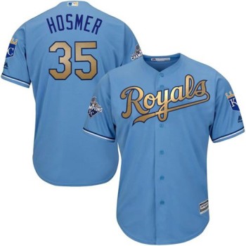 Royals #35 Eric Hosmer Light Blue 2015 World Series Champions Gold Program Cool Base Stitched Youth MLB Jersey Royals #35 Eric Hosmer Light Blue 2015 World Series Champions Gold Program Cool Base Stitched Youth MLB Jersey