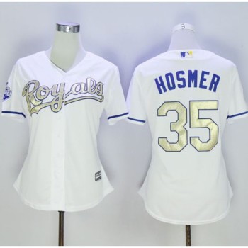 Royals #35 Eric Hosmer White 2015 World Series Champions Gold Program Cool Base Women's Stitched MLB Jersey Royals #35 Eric Hosmer White 2015 World Series Champions Gold Program Cool Base Women's Stitched MLB Jersey