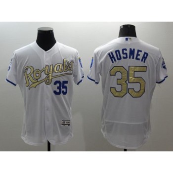 Royals #35 Eric Hosmer White 2015 World Series Champions Gold Program FlexBase Authentic Stitched MLB Jersey Royals #35 Eric Hosmer White 2015 World Series Champions Gold Program FlexBase Authentic Stitched MLB Jersey