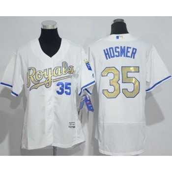 Royals #35 Eric Hosmer White Flexbase Authentic 2015 World Series Champions Gold Program Cool Base Women's Stitched MLB Jersey Royals #35 Eric Hosmer White Flexbase Authentic 2015 World Series Champions Gold Program Cool Base Women's Stitched MLB Jersey