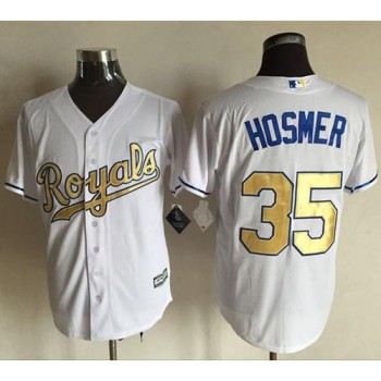 Royals #35 Eric Hosmer White New Cool Base 2015 World Series Champions Gold Program Stitched MLB Jersey Royals #35 Eric Hosmer White New Cool Base 2015 World Series Champions Gold Program Stitched MLB Jersey