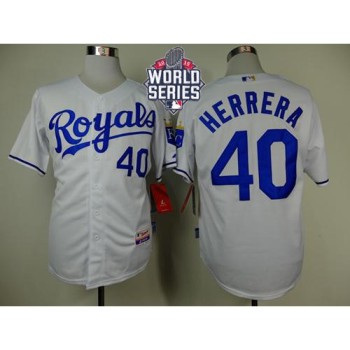 Royals #40 Kelvin Herrera White Cool Base W/2015 World Series Patch Stitched MLB Jersey Royals #40 Kelvin Herrera White Cool Base W/2015 World Series Patch Stitched MLB Jersey