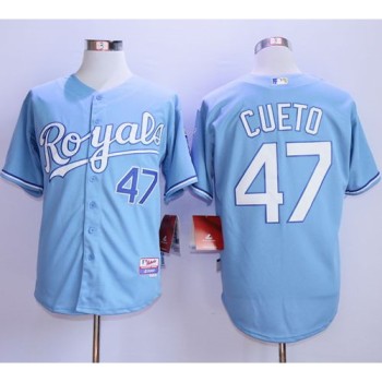 Royals #47 Johnny Cueto Light Blue Alternate 1 Cool Base Stitched MLB Jersey Royals #47 Johnny Cueto Light Blue Alternate 1 Cool Base Stitched MLB Jersey
