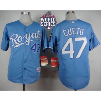 Royals #47 Johnny Cueto Light Blue Alternate 1 Cool Base W/2015 World Series Patch Stitched MLB Jersey Royals #47 Johnny Cueto Light Blue Alternate 1 Cool Base W/2015 World Series Patch Stitched MLB Jersey