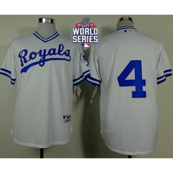Royals #4 Alex Gordon White 1974 Turn Back The Clock W/2015 World Series Patch Stitched MLB Jersey Royals #4 Alex Gordon White 1974 Turn Back The Clock W/2015 World Series Patch Stitched MLB Jersey
