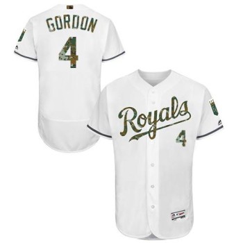 Royals #4 Alex Gordon White Flexbase Authentic Collection 2016 Memorial Day Stitched MLB Jersey Royals #4 Alex Gordon White Flexbase Authentic Collection 2016 Memorial Day Stitched MLB Jersey