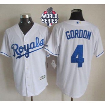 Royals #4 Alex Gordon White New Cool Base W/2015 World Series Patch Stitched MLB Jersey Royals #4 Alex Gordon White New Cool Base W/2015 World Series Patch Stitched MLB Jersey