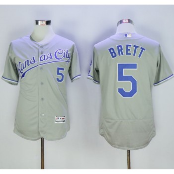 Royals #5 George Brett Grey Flexbase Authentic Collection Stitched MLB Jersey Royals #5 George Brett Grey Flexbase Authentic Collection Stitched MLB Jersey