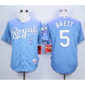 Royals #5 George Brett Light Blue Alternate Cool Base Stitched MLB Jersey Royals #5 George Brett Light Blue Alternate Cool Base Stitched MLB Jersey