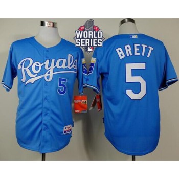 Royals #5 George Brett Light Blue Alternate Cool Base W/2015 World Series Patch Stitched MLB Jersey Royals #5 George Brett Light Blue Alternate Cool Base W/2015 World Series Patch Stitched MLB Jersey