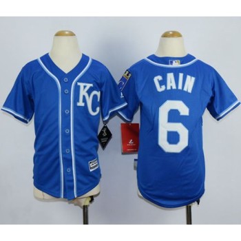 Royals #6 Lorenzo Cain Blue Alternate 2 Cool Base Stitched Youth MLB Jersey Royals #6 Lorenzo Cain Blue Alternate 2 Cool Base Stitched Youth MLB Jersey