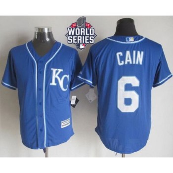 Royals #6 Lorenzo Cain Blue Alternate 2 New Cool Base W/2015 World Series Patch Stitched MLB Jersey Royals #6 Lorenzo Cain Blue Alternate 2 New Cool Base W/2015 World Series Patch Stitched MLB Jersey
