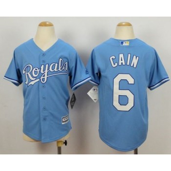 Royals #6 Lorenzo Cain Blue Cool Base Alternate 1 Stitched Youth MLB Jersey Royals #6 Lorenzo Cain Blue Cool Base Alternate 1 Stitched Youth MLB Jersey