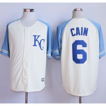 Royals #6 Lorenzo Cain Cream Exclusive Vintage Stitched MLB Jersey Royals #6 Lorenzo Cain Cream Exclusive Vintage Stitched MLB Jersey