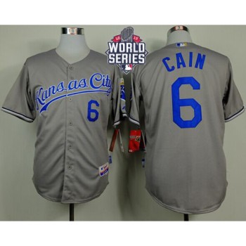 Royals #6 Lorenzo Cain Grey Cool Base W/2015 World Series Patch Stitched MLB Jersey Royals #6 Lorenzo Cain Grey Cool Base W/2015 World Series Patch Stitched MLB Jersey