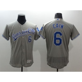 Royals #6 Lorenzo Cain Grey Flexbase Authentic Collection Stitched MLB Jersey Royals #6 Lorenzo Cain Grey Flexbase Authentic Collection Stitched MLB Jersey