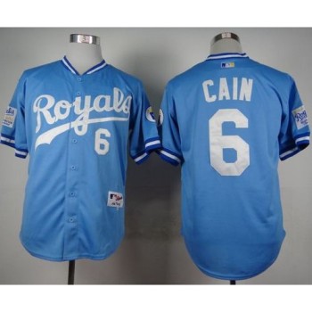 Royals #6 Lorenzo Cain Light Blue 1985 Turn Back The Clock Stitched MLB Jersey Royals #6 Lorenzo Cain Light Blue 1985 Turn Back The Clock Stitched MLB Jersey