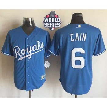 Royals #6 Lorenzo Cain Light Blue Alternate 1 New Cool Base W/2015 World Series Patch Stitched MLB Jersey Royals #6 Lorenzo Cain Light Blue Alternate 1 New Cool Base W/2015 World Series Patch Stitched MLB Jersey