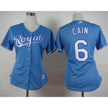 Royals #6 Lorenzo Cain Light Blue Alternate 1 Women's Stitched MLB Jersey Royals #6 Lorenzo Cain Light Blue Alternate 1 Women's Stitched MLB Jersey