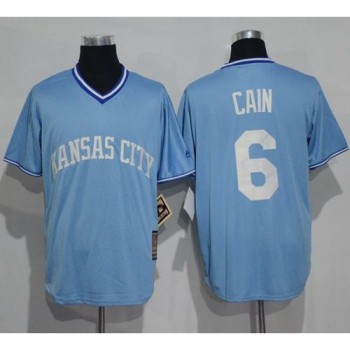 Royals #6 Lorenzo Cain Light Blue Cooperstown Stitched MLB Jersey Royals #6 Lorenzo Cain Light Blue Cooperstown Stitched MLB Jersey