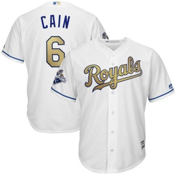 Royals #6 Lorenzo Cain White 2015 World Series Champions Gold Program Cool Base Stitched Youth MLB Jersey Royals #6 Lorenzo Cain White 2015 World Series Champions Gold Program Cool Base Stitched Youth MLB Jersey