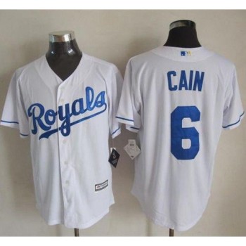 Royals #6 Lorenzo Cain White New Cool Base Stitched MLB Jersey Royals #6 Lorenzo Cain White New Cool Base Stitched MLB Jersey