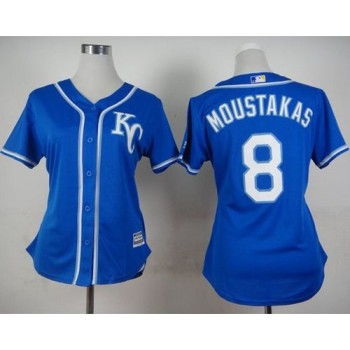 Royals #8 Mike Moustakas Blue Alternate 2 Women's Stitched MLB Jersey Royals #8 Mike Moustakas Blue Alternate 2 Women's Stitched MLB Jersey
