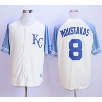 Royals #8 Mike Moustakas Cream Exclusive Vintage Stitched MLB Jersey Royals #8 Mike Moustakas Cream Exclusive Vintage Stitched MLB Jersey