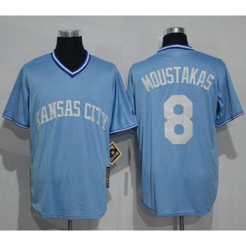 Royals #8 Mike Moustakas Light Blue Cooperstown Stitched MLB Jersey Royals #8 Mike Moustakas Light Blue Cooperstown Stitched MLB Jersey