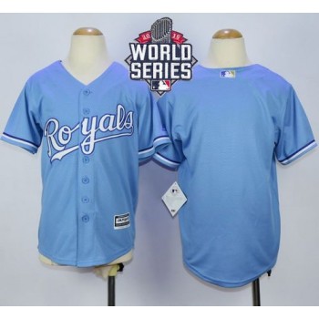 Royals Blank Light Blue Alternate 1 Cool Base W/2015 World Series Patch Stitched Youth MLB Jersey Royals Blank Light Blue Alternate 1 Cool Base W/2015 World Series Patch Stitched Youth MLB Jersey